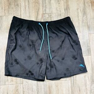Tommy Bahama Black and Blue Swim Trunks with Elastic Waistband